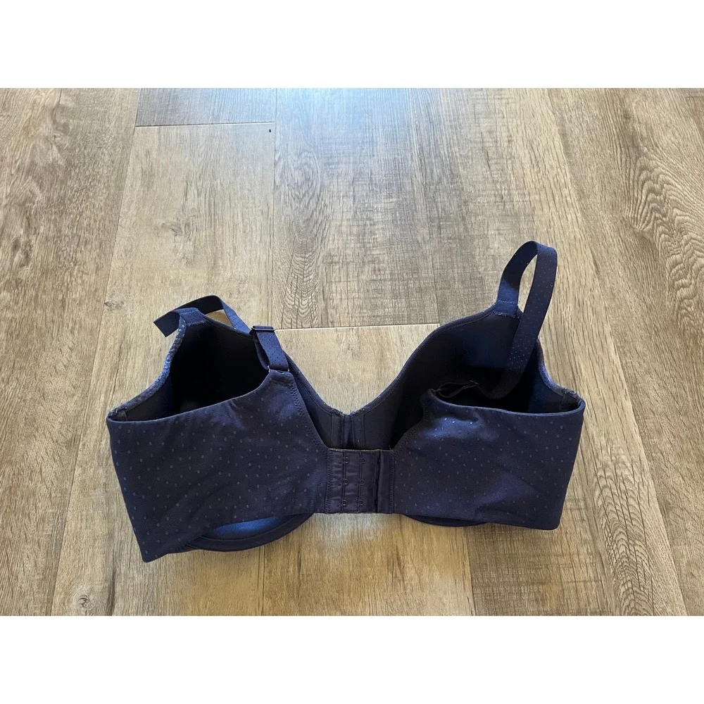 Wacoal Visual Effects Minimizer Bra Navy Blue Dot Lace 853303 US 36G